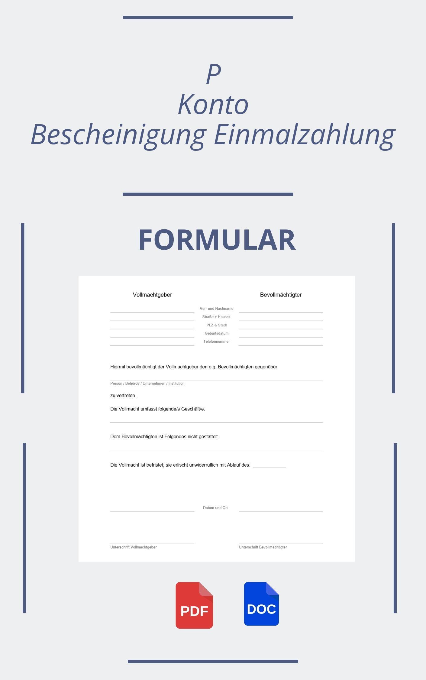 P Konto Bescheinigung Einmalzahlung Formular PDF